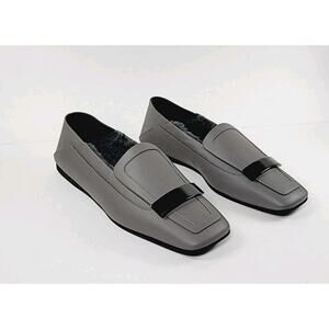 SERGIO ROSSI $895 Leather Loafer Shoes US8 UK7 EU41 Grey Logo Made in Italy